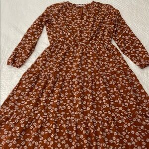 LOFT Floral Brown Dress